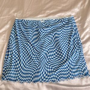 blue printed mini skirt